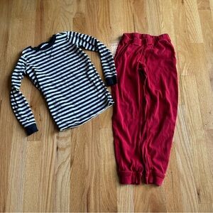 Primary Red and Navy Striped Kids Pajama Set size 6/7